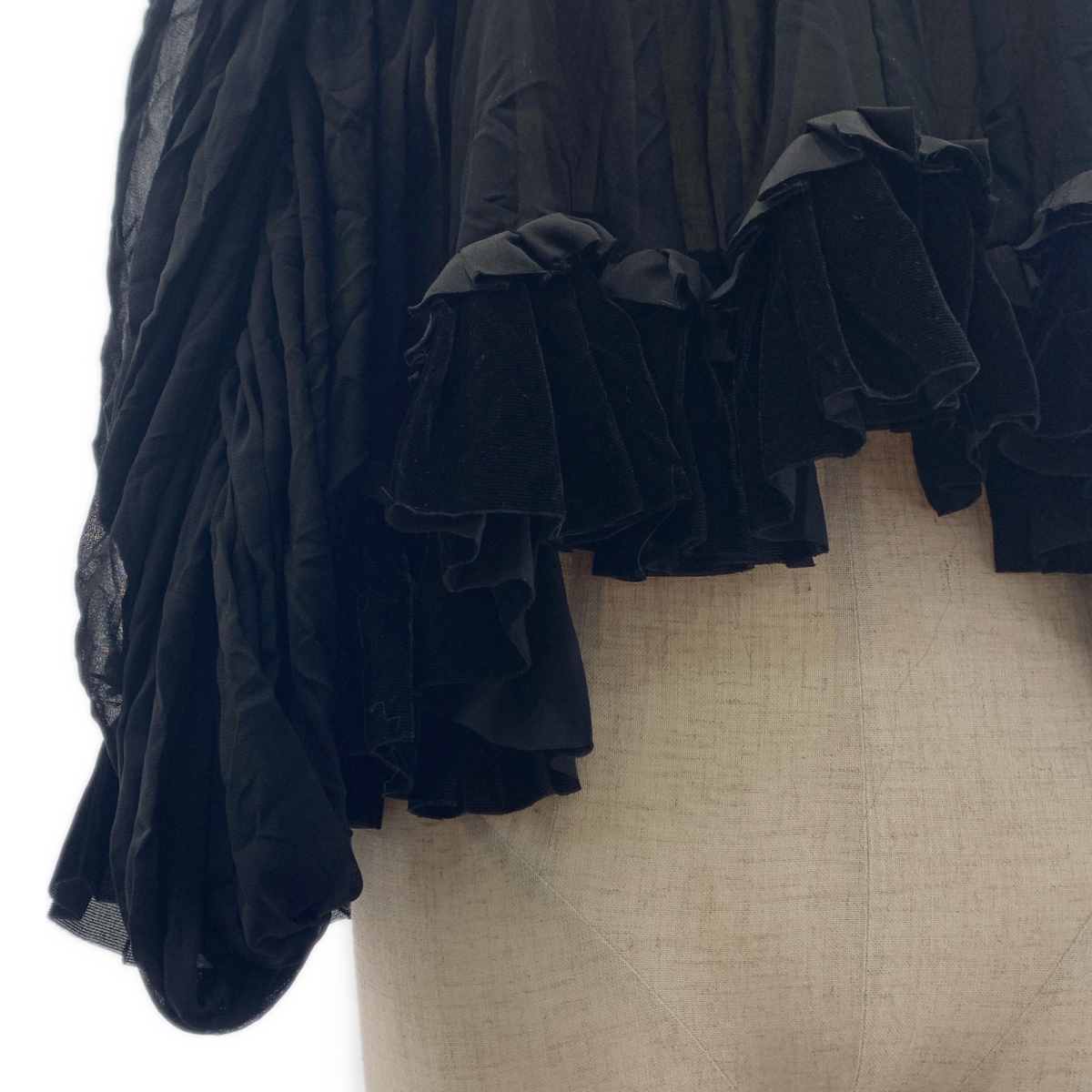 COMME des GARCONS COMME des GARCONS / コムコム ベロア切替え フリル ギャザー シアー ブラウス シャツ