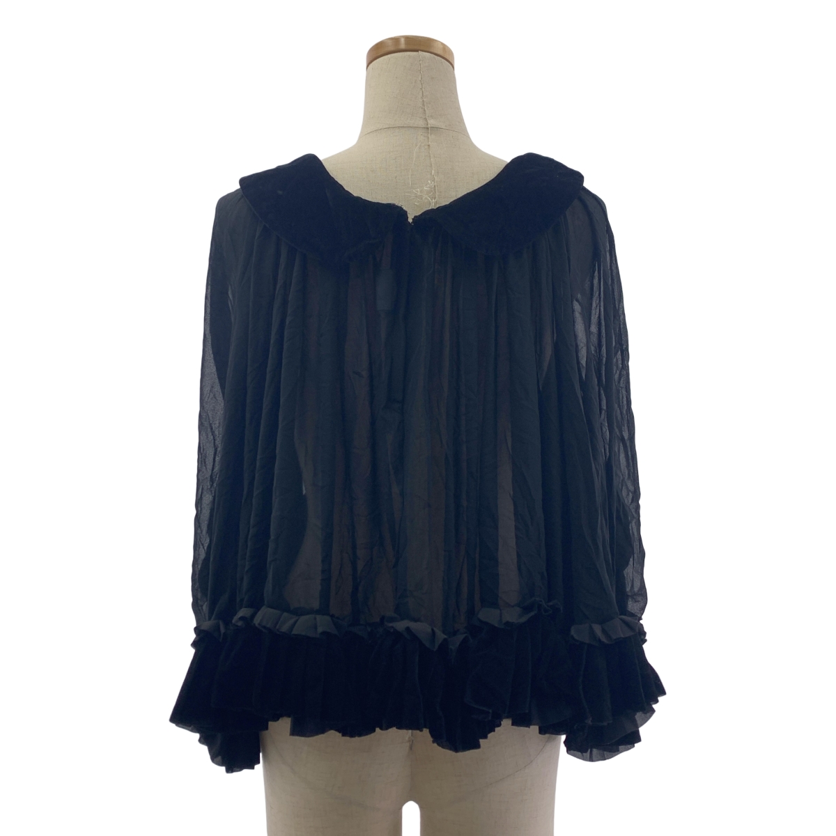 COMME des GARCONS COMME des GARCONS / コムコム ベロア切替え フリル ギャザー シアー ブラウス シャツ