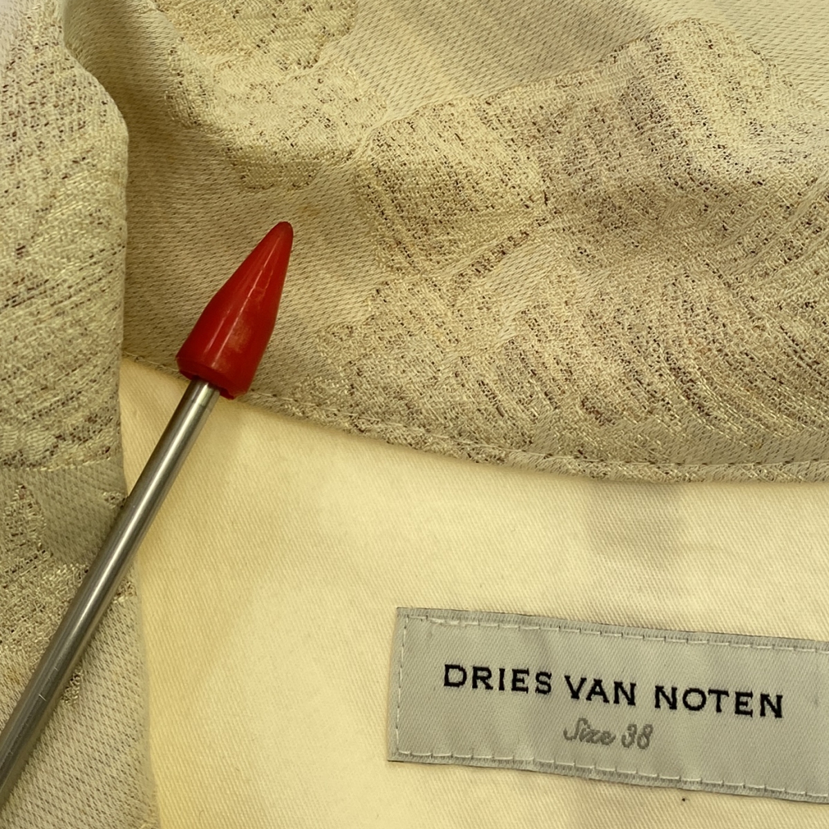 DRIES VAN NOTEN / ドリスヴァンノッテン ボタニカル ゴブラン スリーブ切替 ボタンレス コート