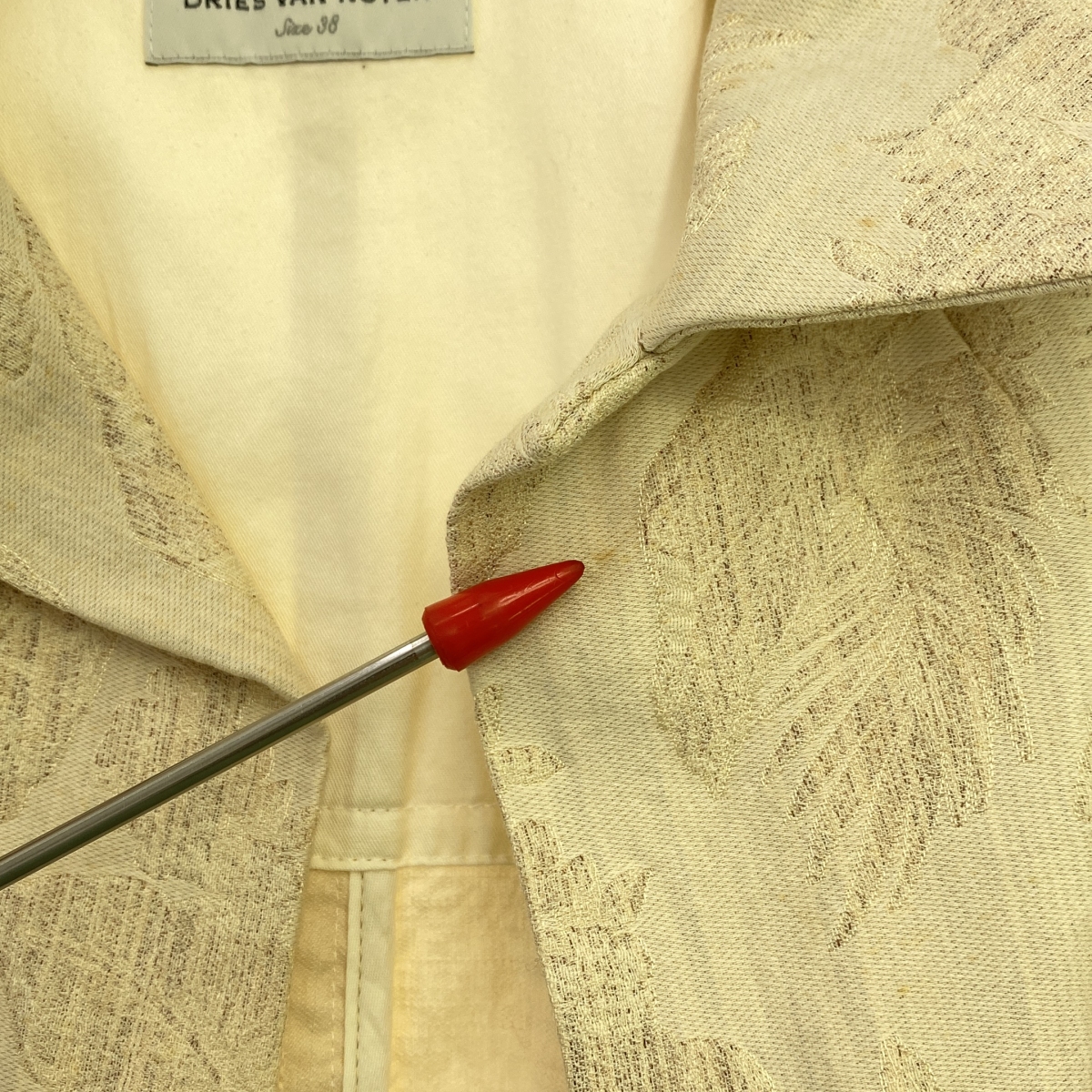 DRIES VAN NOTEN / ドリスヴァンノッテン ボタニカル ゴブラン スリーブ切替 ボタンレス コート