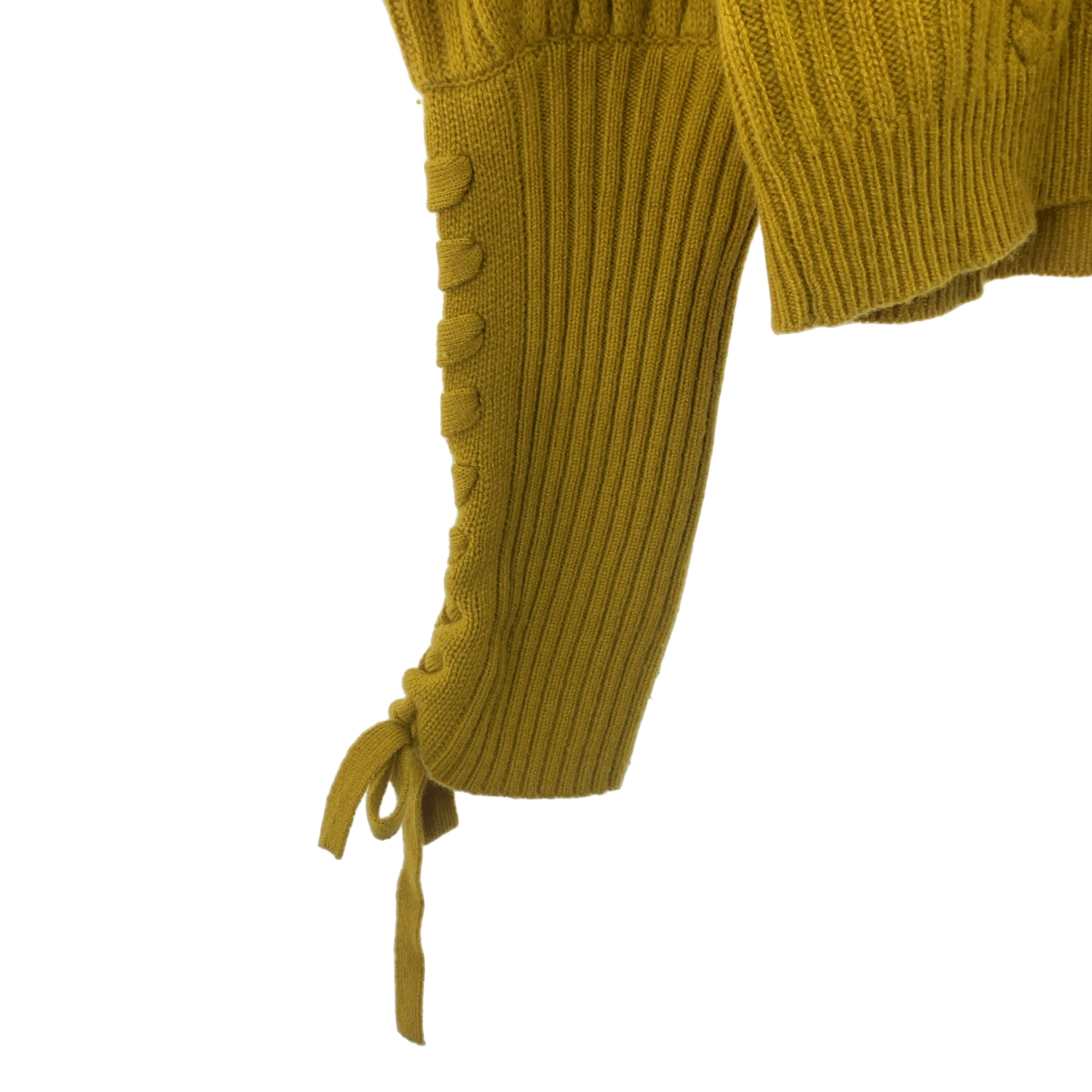 ULLA JOHNSON / ウラジョンソン レースアップスリーブ Vネック ウール ケーブルニット