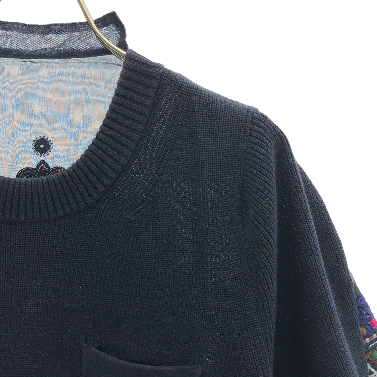 sacai / サカイ エンブロイダリー シアー 切替 ニット