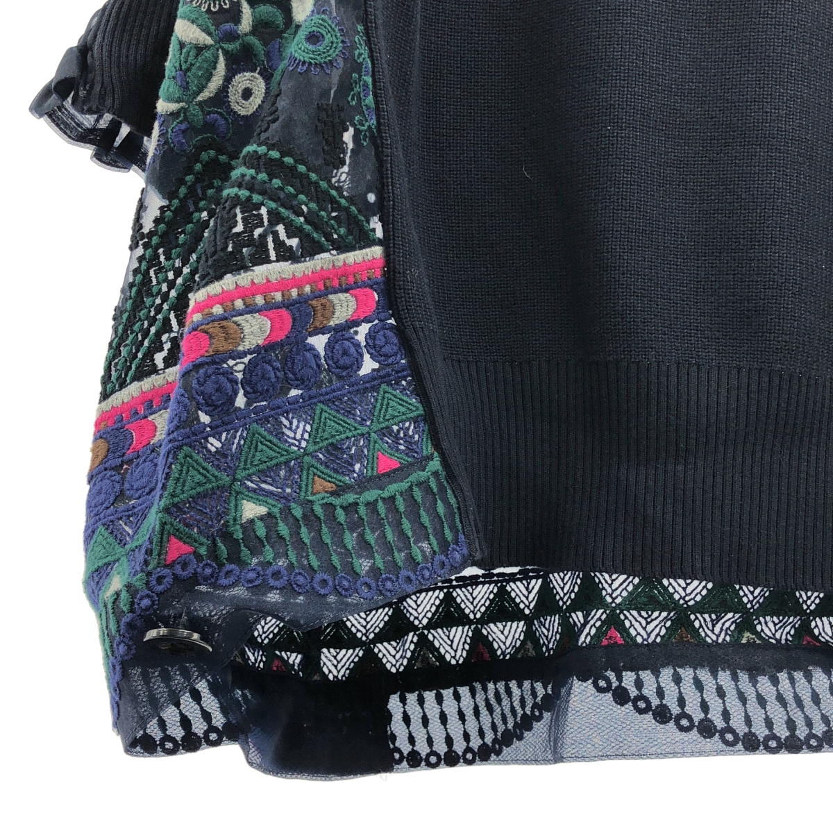 sacai / サカイ エンブロイダリー シアー 切替 ニット