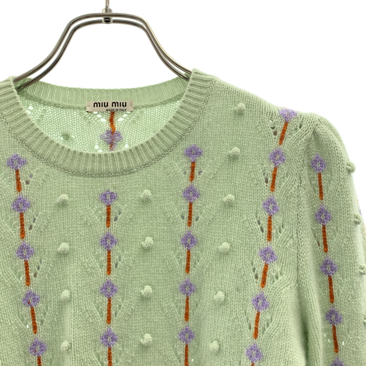 miu miu / ミュウミュウ フラワーモチーフ カシミヤ クルーネックニット