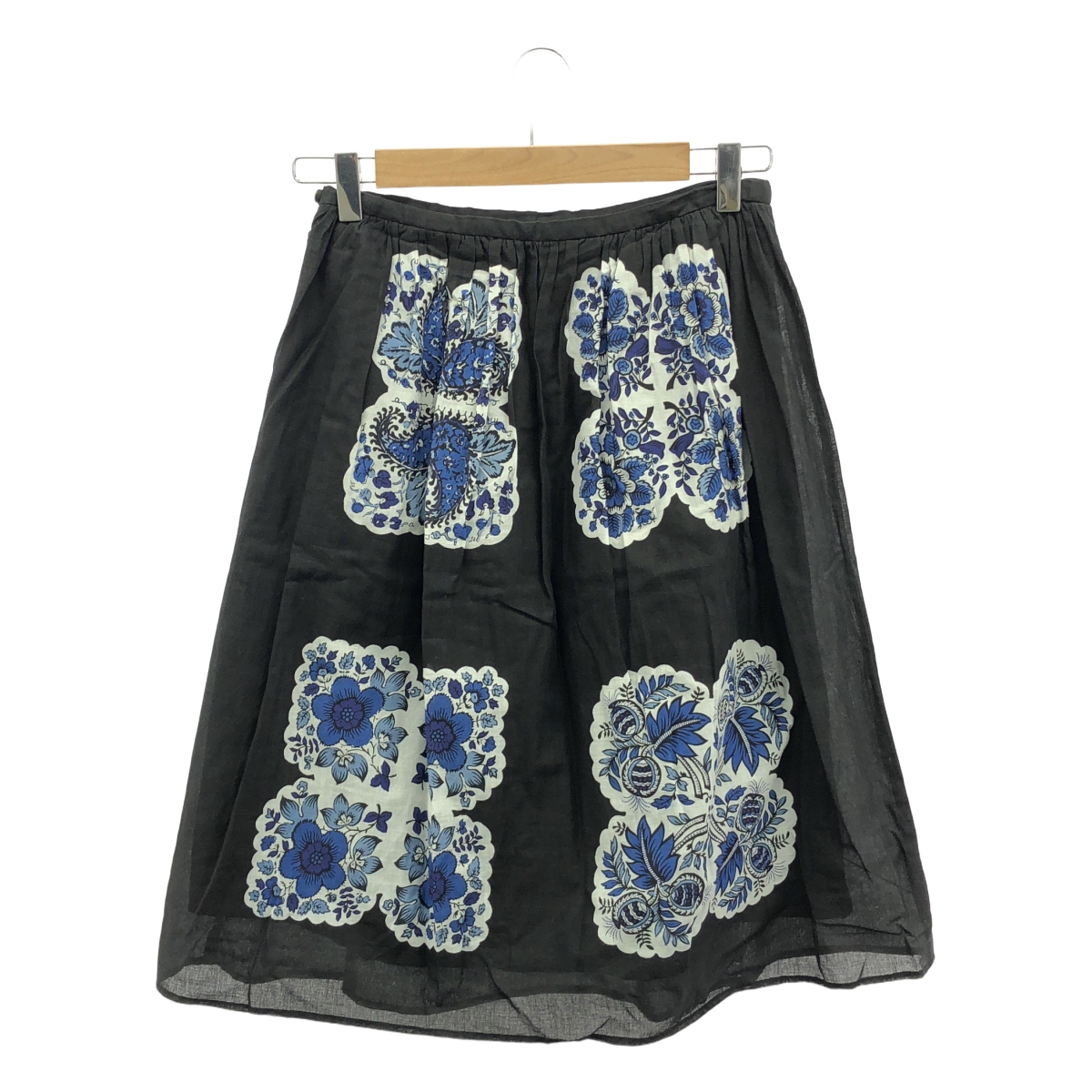 SOULEIADO / ソレイアード 総柄 サイドボタン ギャザー スカート / 裏地付き