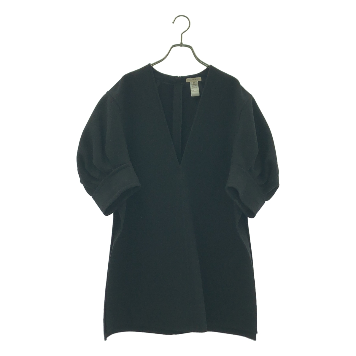 BLAMINK / ブラミンク ウール カシミア Vネック パフスリーブ ロングブラウス