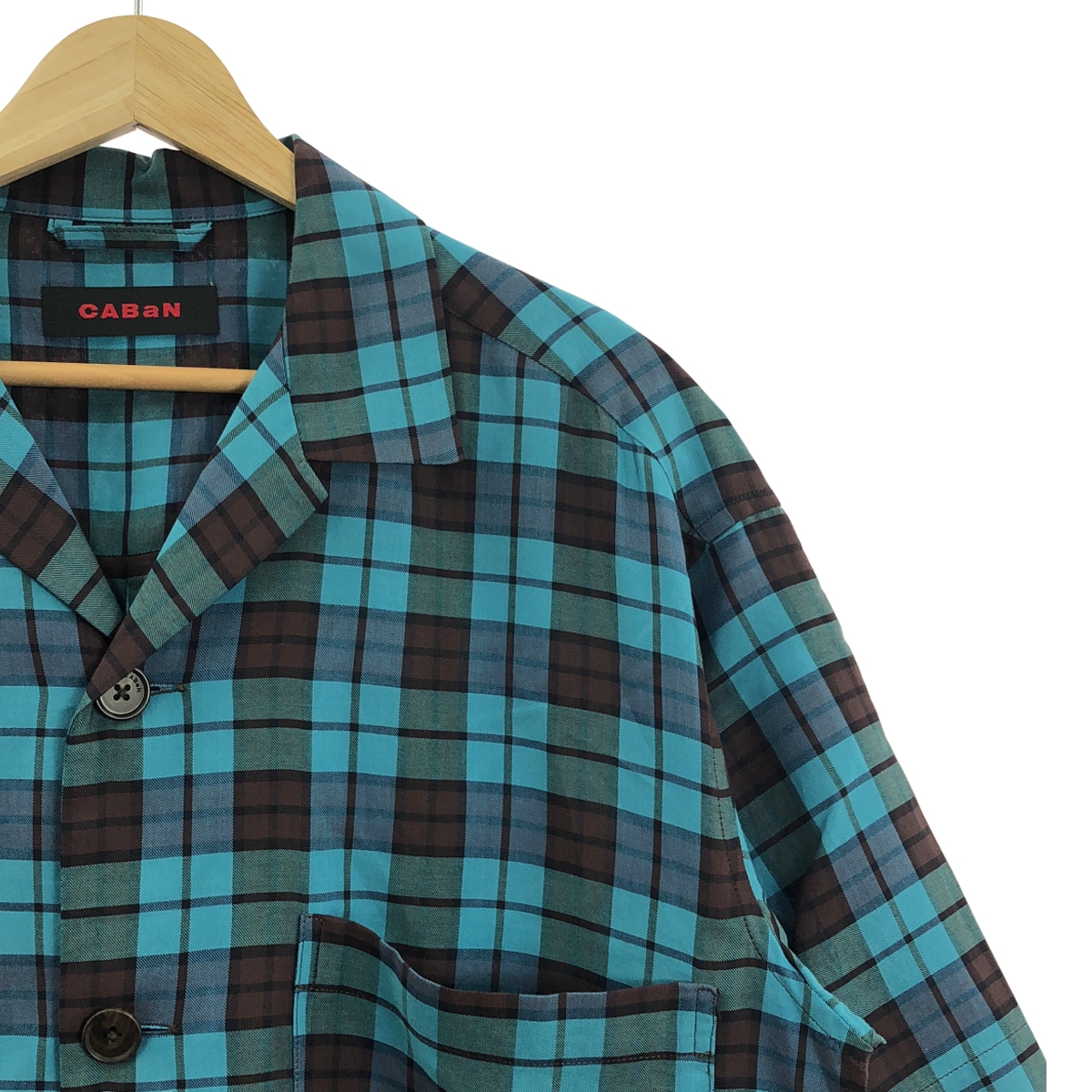 CABaN / キャバン コットンリヨセル チェック オープンカラーシャツ