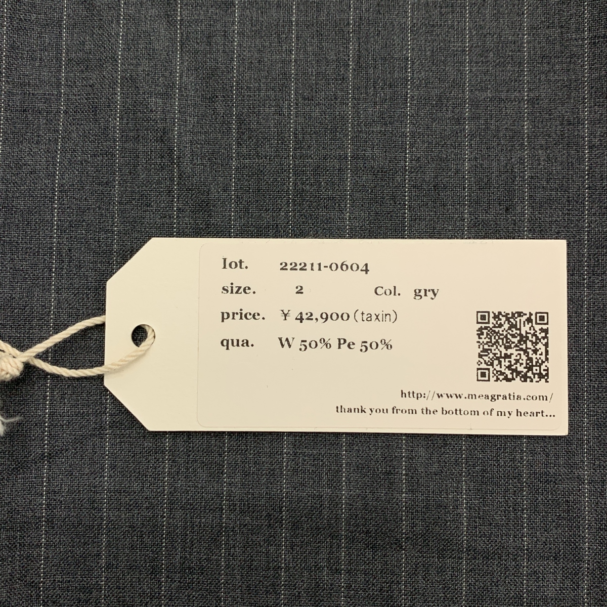 meagratia / メアグラーティア side open slacks  ストライプ ストレート パンツ