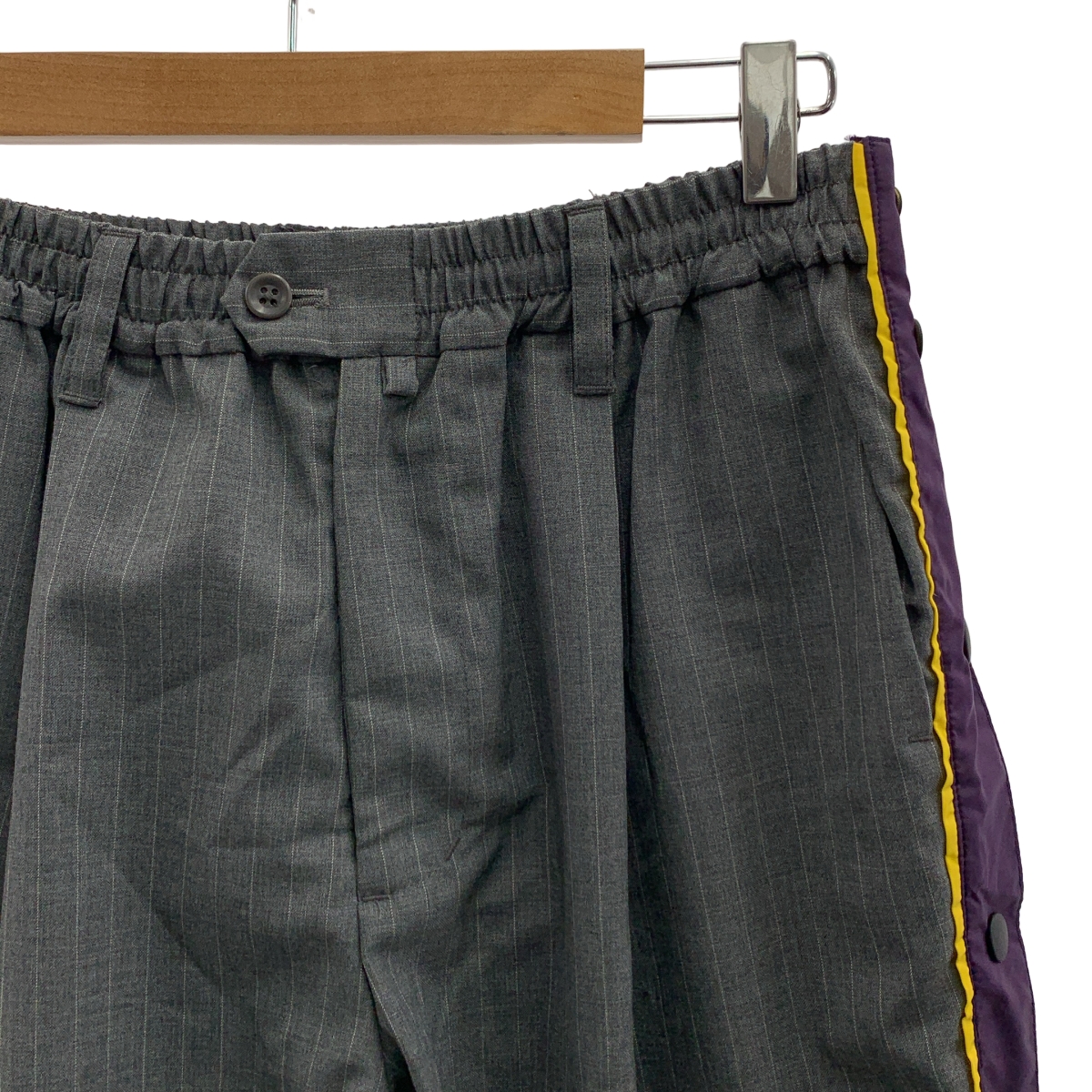 meagratia / メアグラーティア side open slacks  ストライプ ストレート パンツ