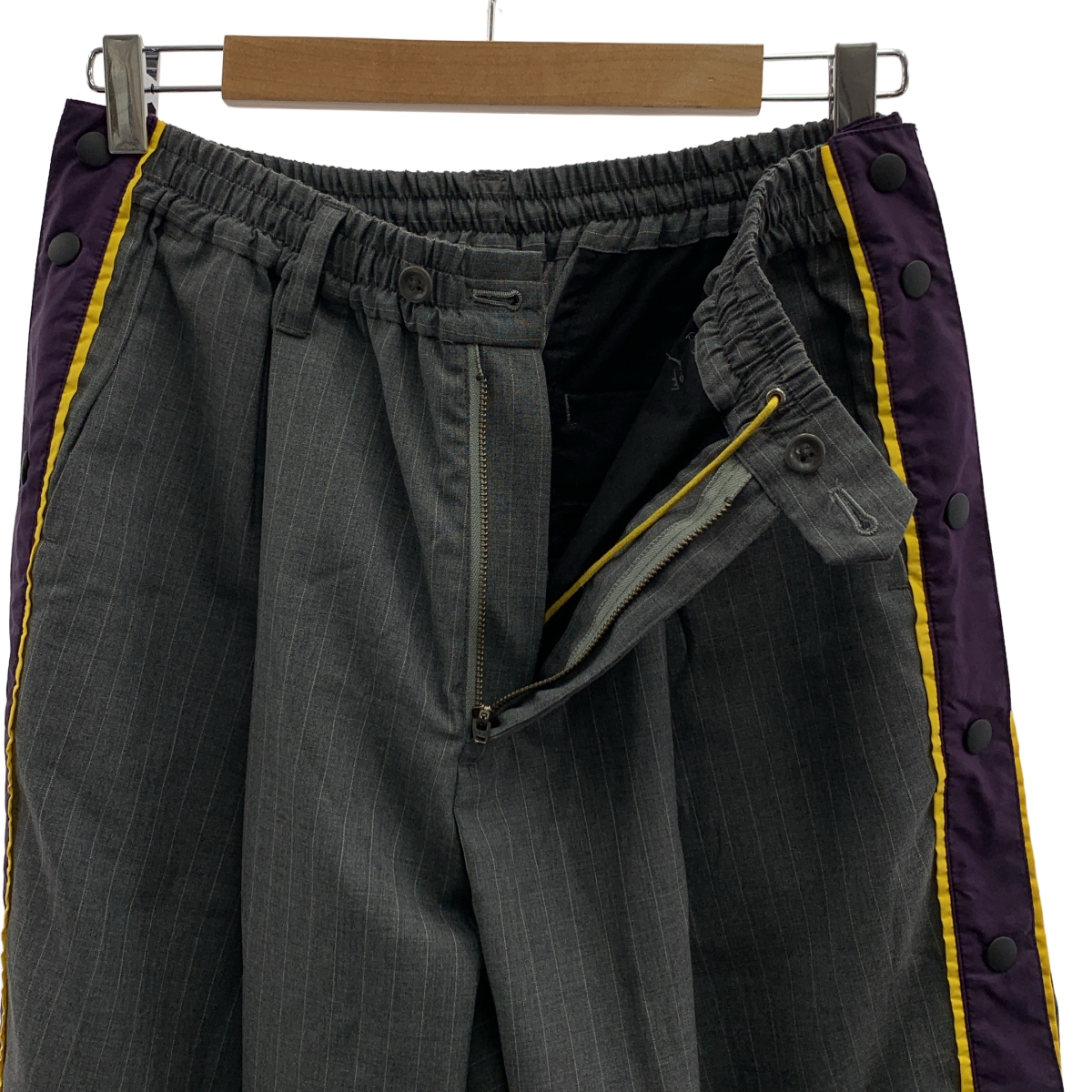 meagratia / メアグラーティア side open slacks  ストライプ ストレート パンツ