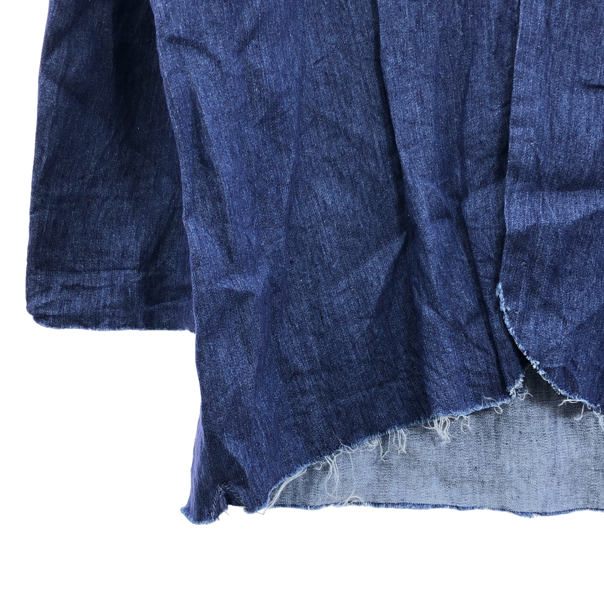 ISABELLA STEFANELLI / イザベラステファネリ stand collar denim shirt / ギャザースリーブ デニムシャツ