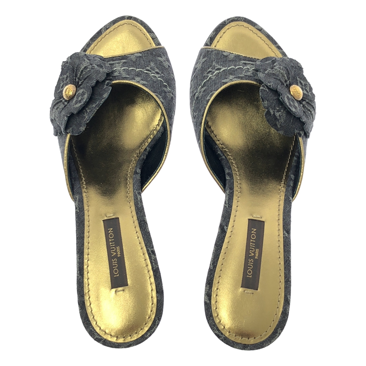 Louis Vuitton / ルイヴィトン モノグラム デニム フラワーモチーフ ミュールサンダル