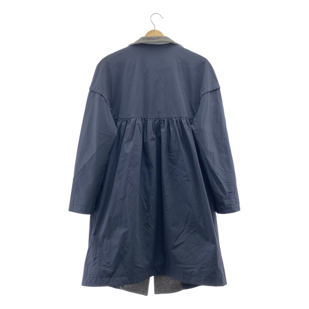 D-due / デ・デュエ 異素材 切替 レイヤード ギャザー コート / 総裏地