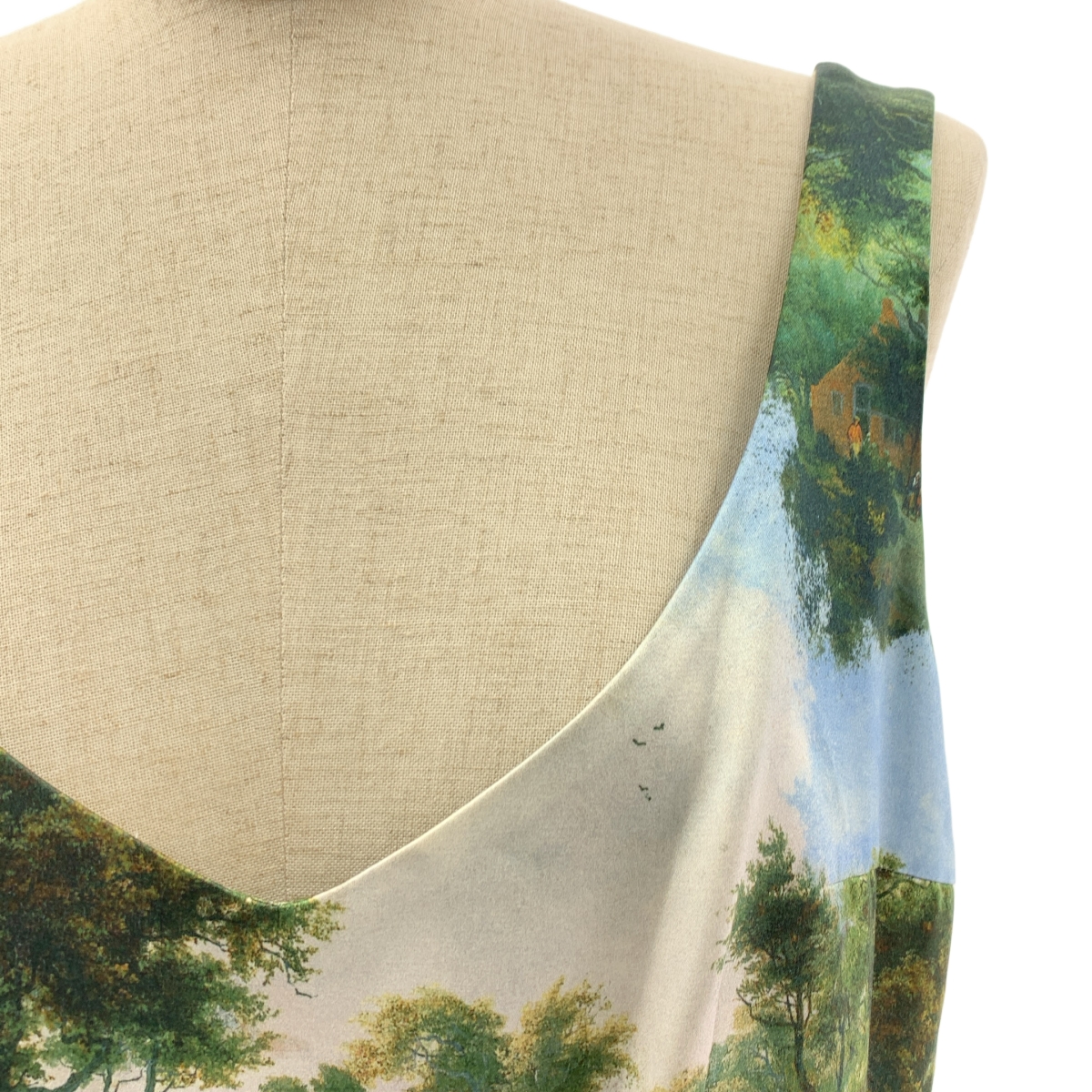 COMME des GARCONS / コムデギャルソン プリント加工 風景 Vネック ワンピース