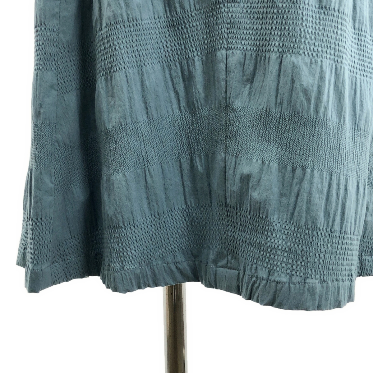 その他 ギャザーストライプ ストレッチコットン ノースリーブ ワンピース