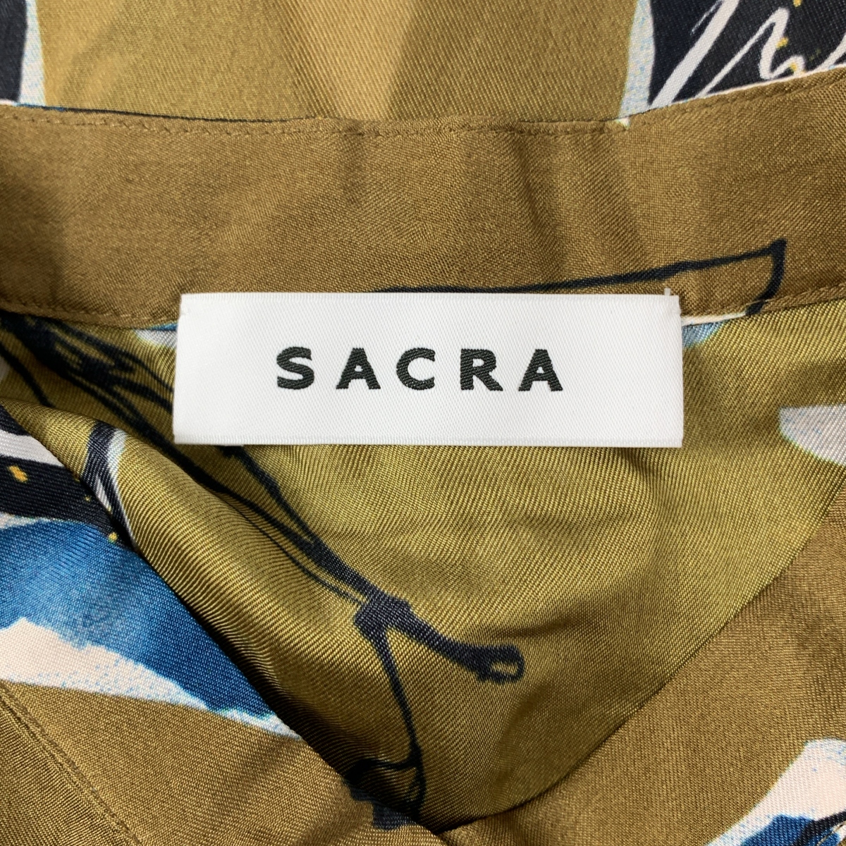 SACRA / サクラ AUTUMN FLORA BLOUSE / 総柄 バンドカラー シャツ ブラウス