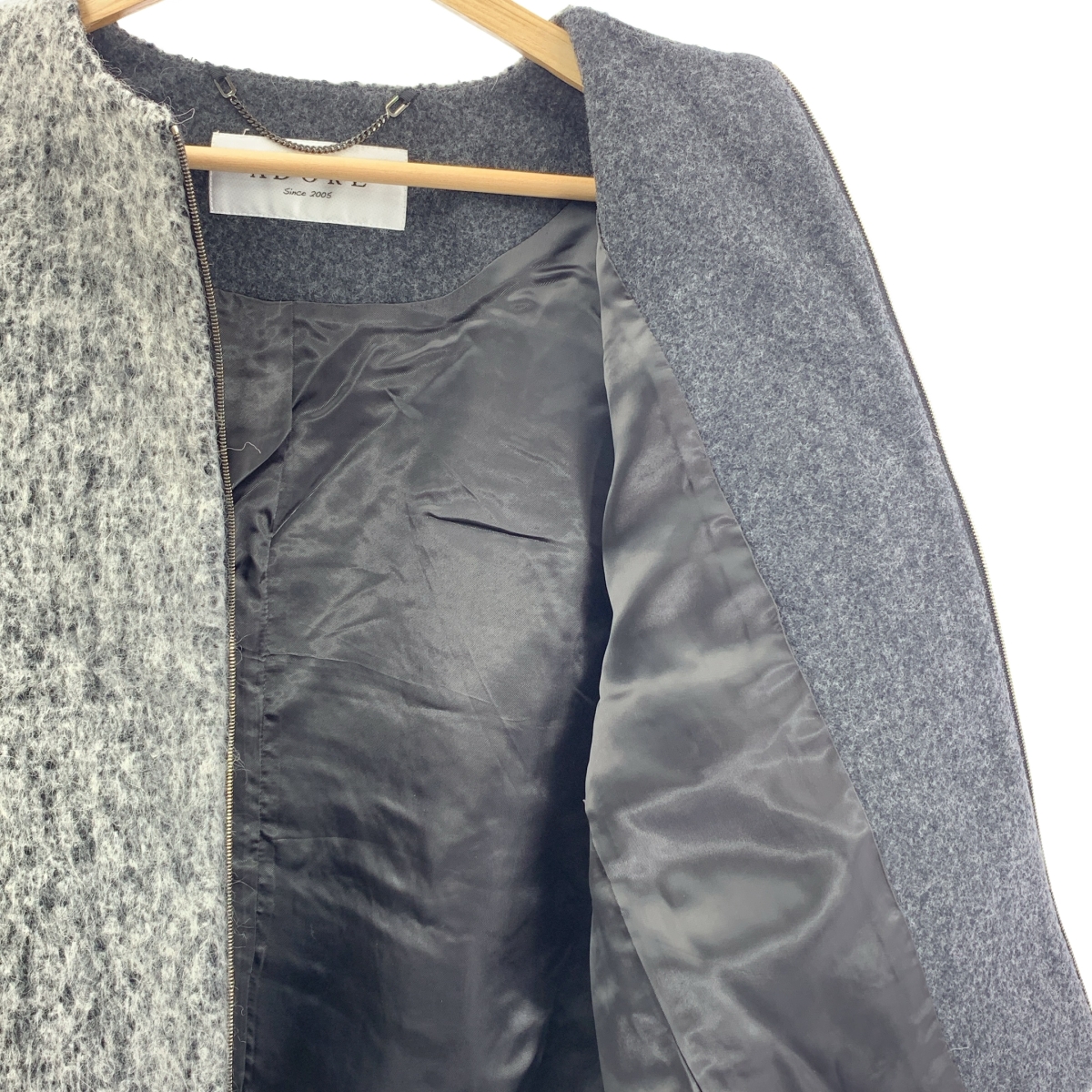 ADORE / アドーア ウール バイカラー ノーカラー ジャケット