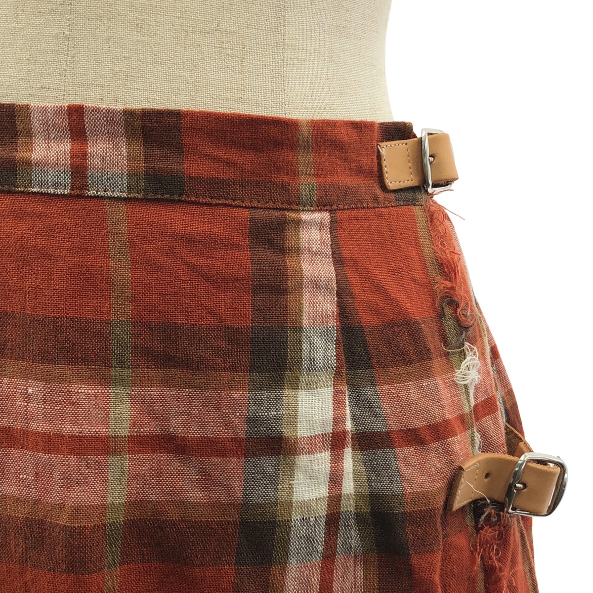 O'NEIL OF DUBLIN / オニールオブダブリン リネン チェック ラップ ロングスカート