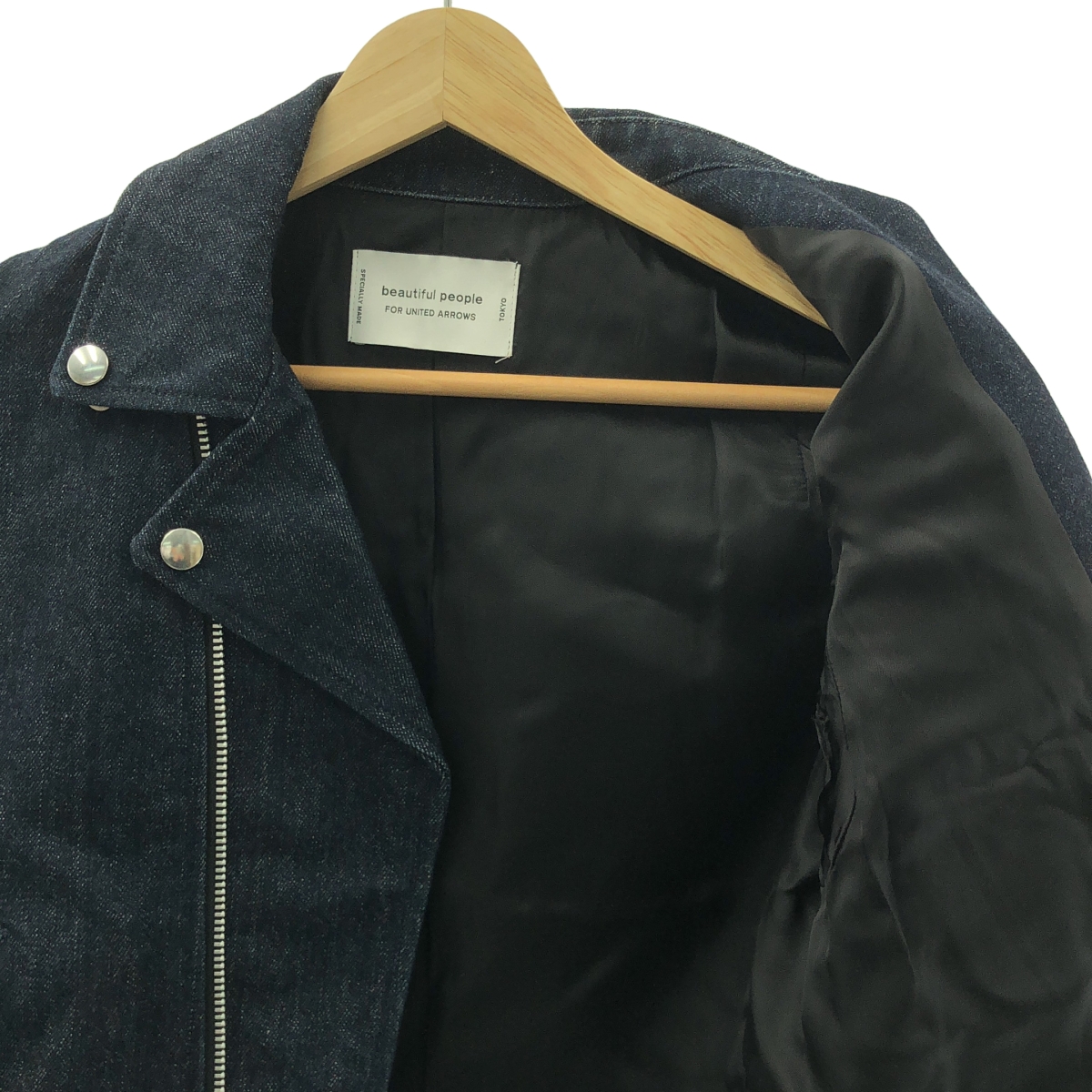 beautiful people / ビューティフルピープル デニム レザー 切替 ダブルライダースジャケット