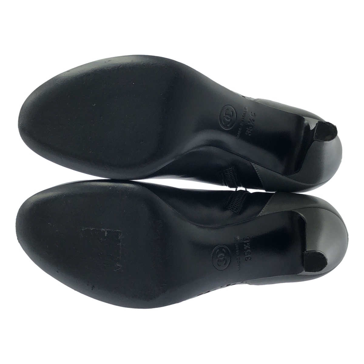 CHANEL / シャネル パンチングレザー 切替 ショート ブーティ