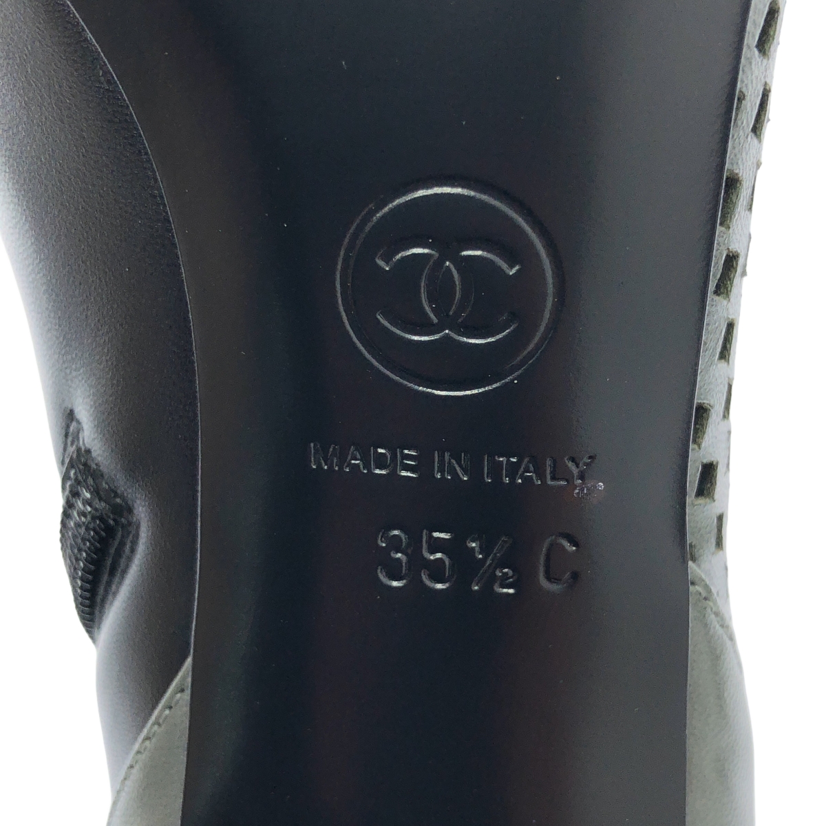 CHANEL / シャネル パンチングレザー 切替 ショート ブーティ