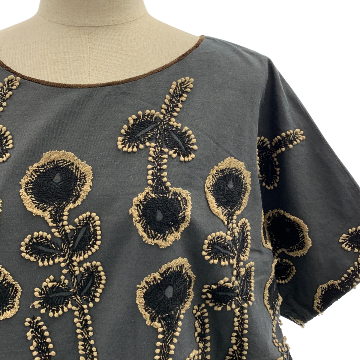 mina perhonen / ミナペルホネン forest garden 総柄 刺しゅう コクーンワンピース