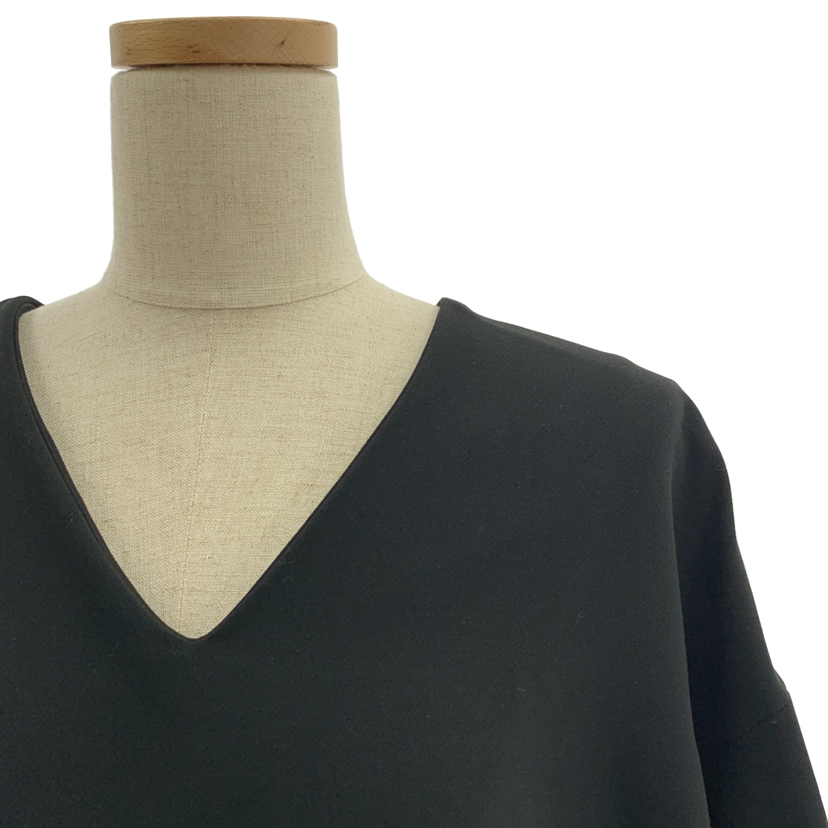 ENFOLD / エンフォルド スポンジダブルクロスVネックタックDRS / ポケット付き ドレス ワンピース