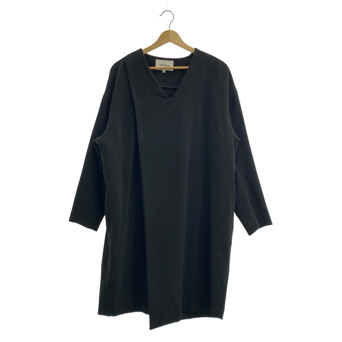 ENFOLD / エンフォルド スポンジダブルクロスVネックタックDRS / ポケット付き ドレス ワンピース