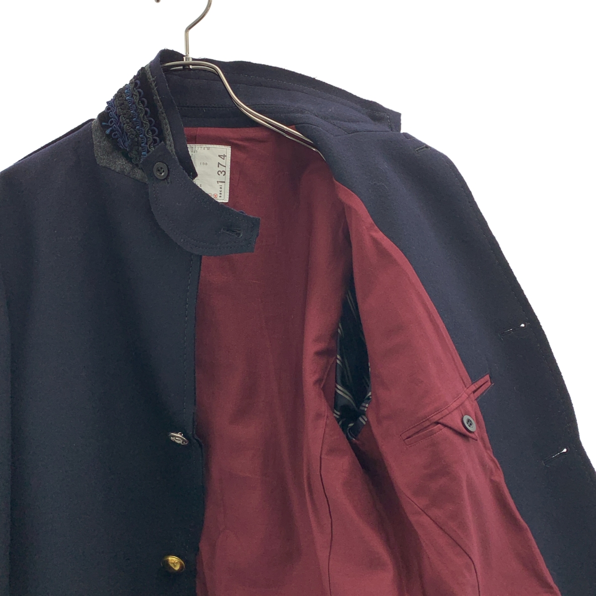 sacai / サカイ ウール 装飾カラー シングルブレスト ジャケット / 総裏地