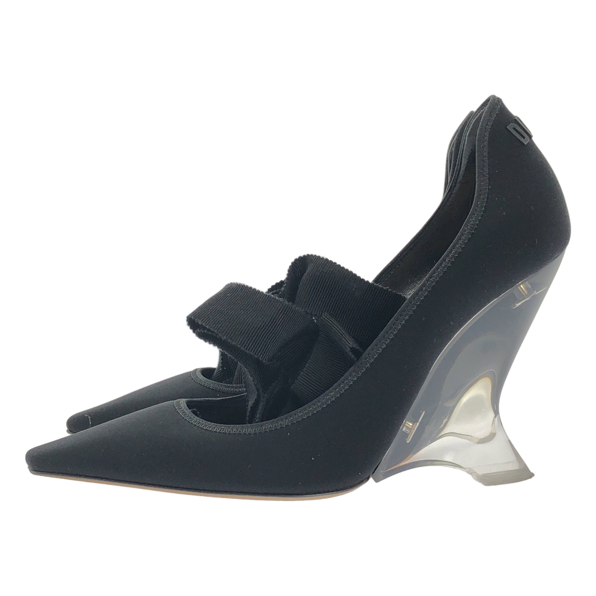 Christian Dior / クリスチャンディオール ロゴ アンクルリボン クリアソール パンプス