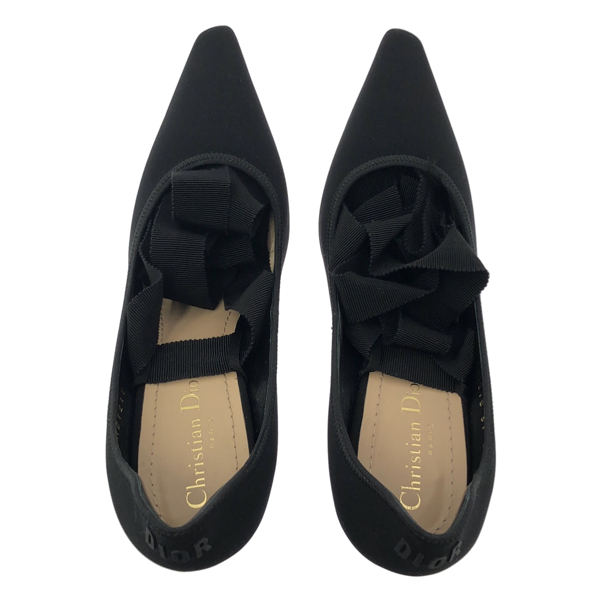 Christian Dior / クリスチャンディオール ロゴ アンクルリボン クリアソール パンプス