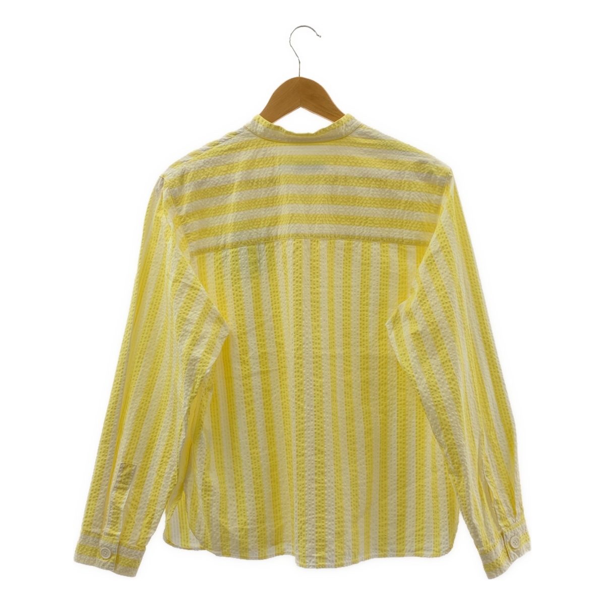 MAISON KITSUNE / メゾンキツネ ストライプ シアサッカー ロゴ スタンドカラー シャツ ブラウス