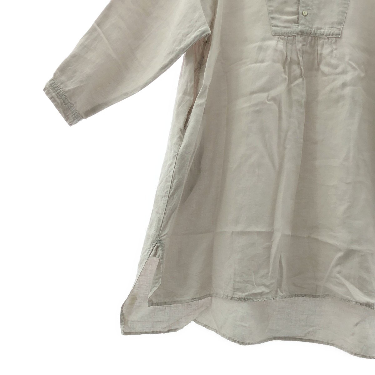 nest robe / ネストローブ リネンギャザー ポケット付き スリット ワンピース