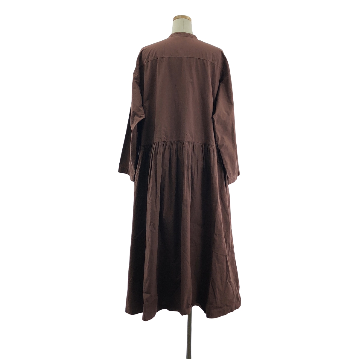 nest robe / ネストローブ コットン ラミー バンドカラー ギャザー ボリューム シャツ ワンピース