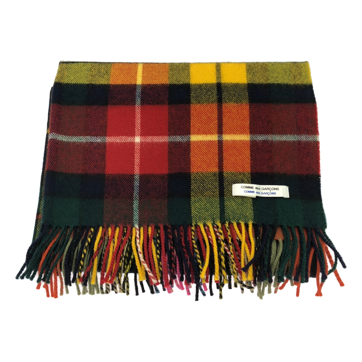 COMME des GARCONS COMME des GARCONS / コムコム ウール タータンチェック フリンジ 大判 ストール マフラー