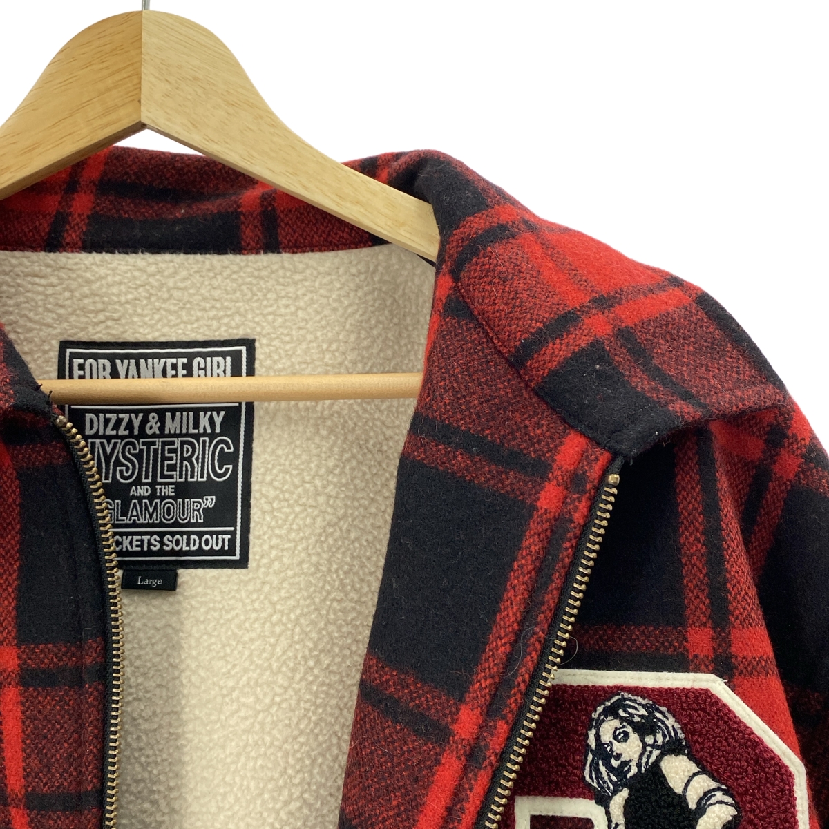 HYSTERIC GLAMOUR / ヒステリックグラマー HYS ROCK / ガール ワッペン ジップアップ ジャケット / 裏地ボア