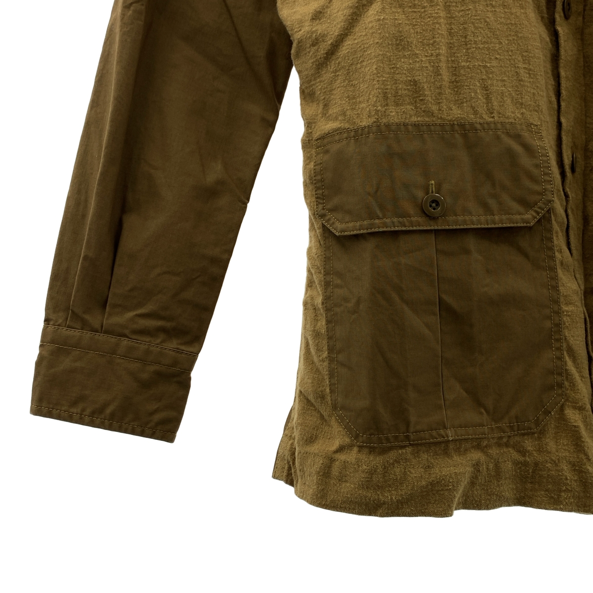 YAECA / ヤエカ コットン リネン 切替 マルチポケット シャツ