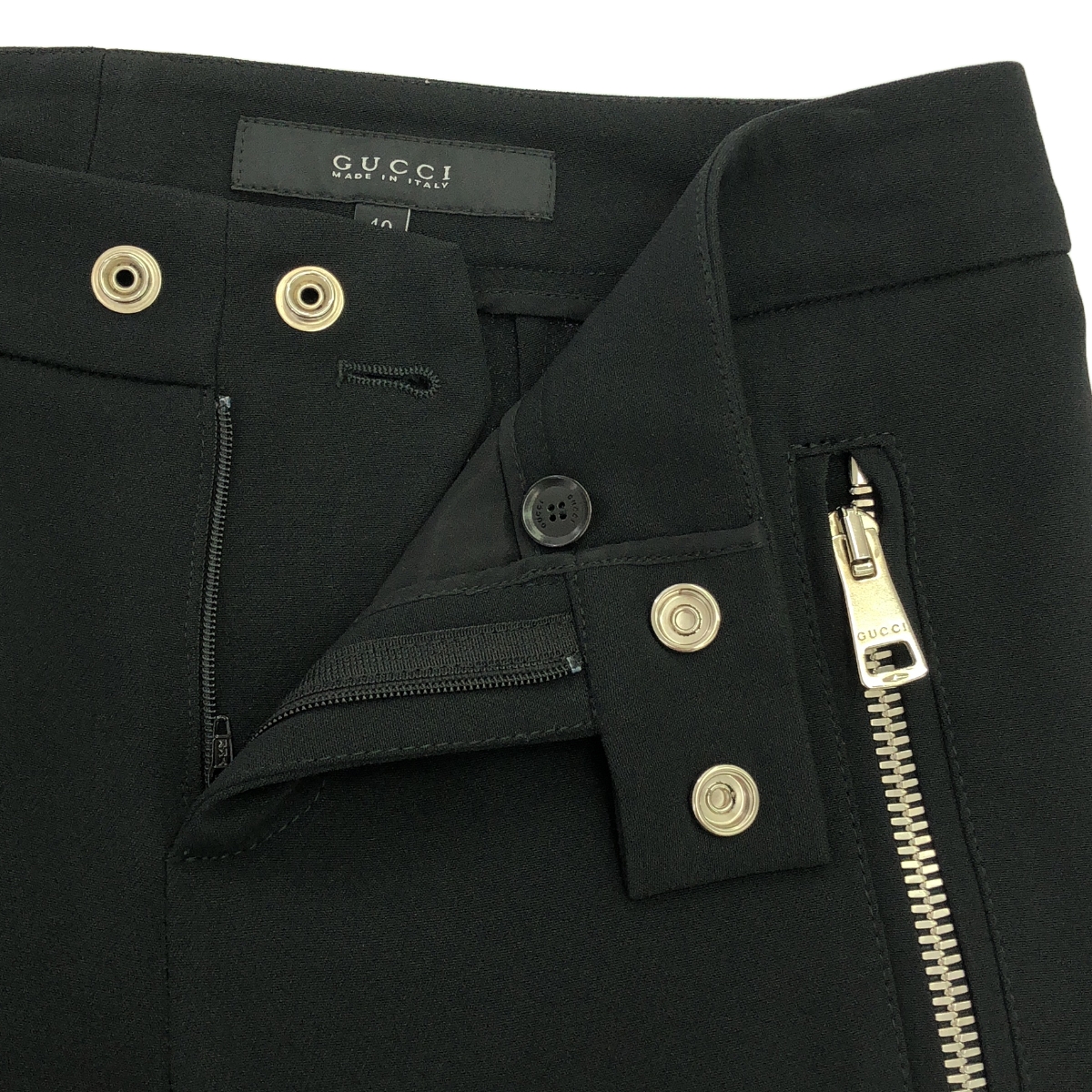 GUCCI / グッチ アセテート ダブルジップポケット スリット スラックスパンツ