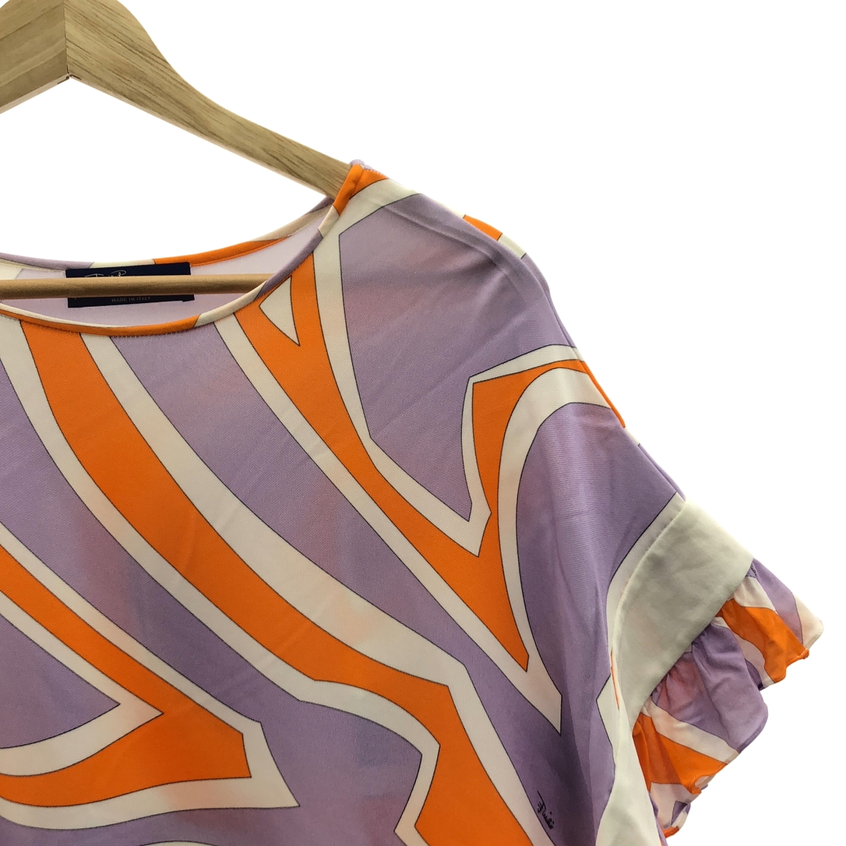 EMILIO PUCCI / エミリオプッチ レーヨン 総柄 アシンメトリー フリル装飾 ブラウス トップス