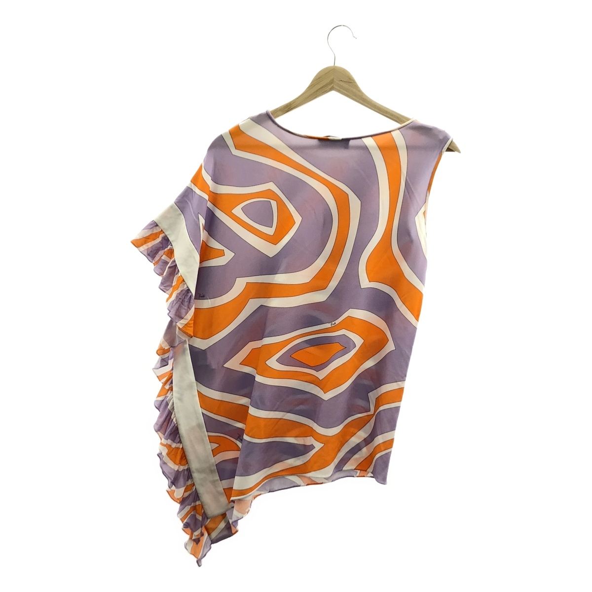 EMILIO PUCCI / エミリオプッチ レーヨン 総柄 アシンメトリー フリル装飾 ブラウス トップス