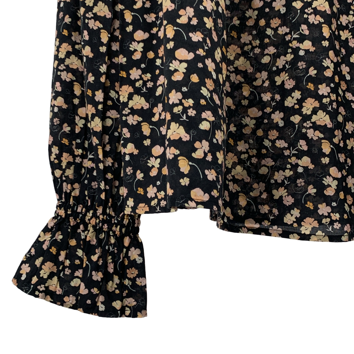 MERLETTE / マーレット MAJORELLE PRINT / 総柄 ギャザー ハイネック シャツ ブラウス