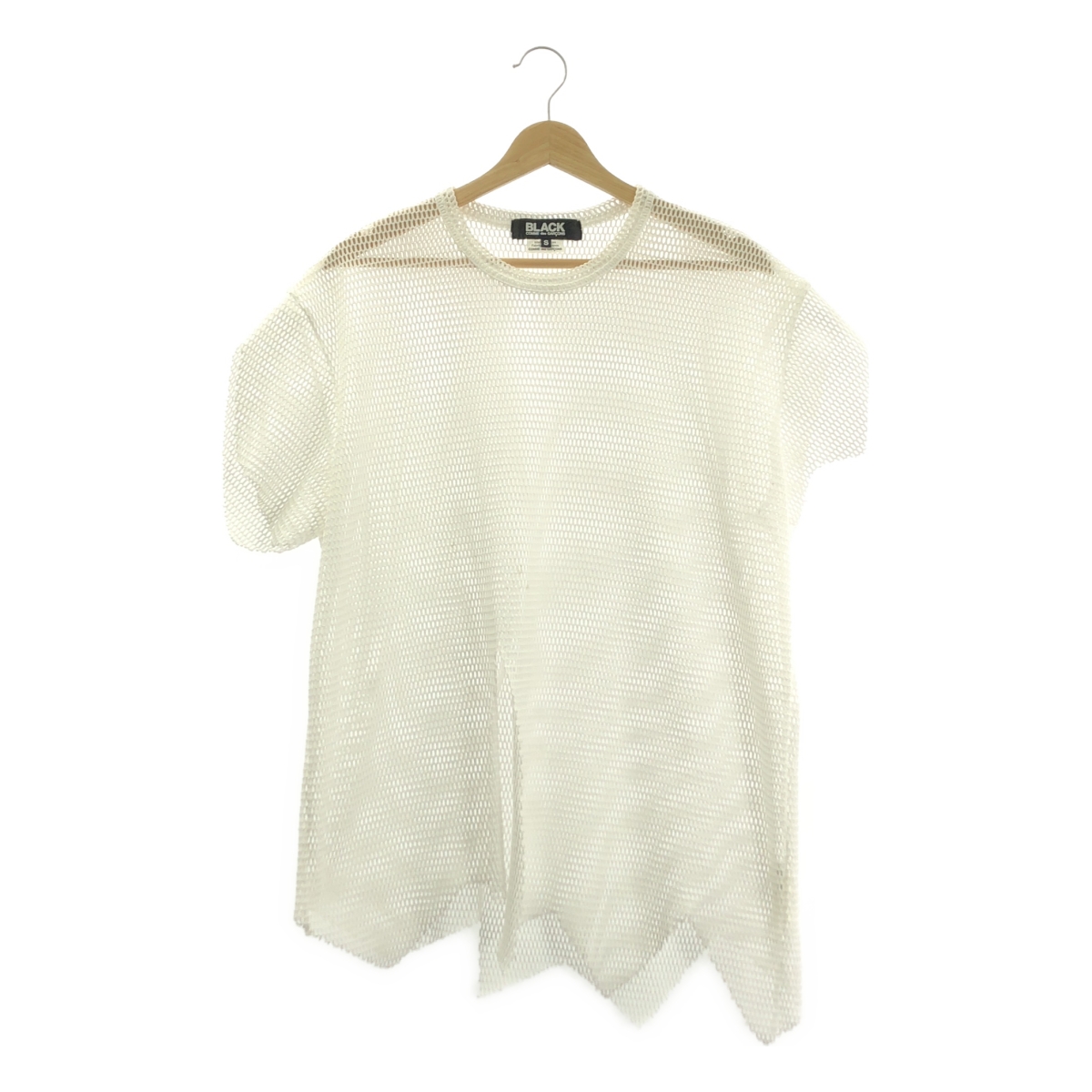 BLACK COMME des GARCONS / ブラックコムデギャルソン ポリエステル 変形 メッシュ クルーネック Tシャツ カットソー