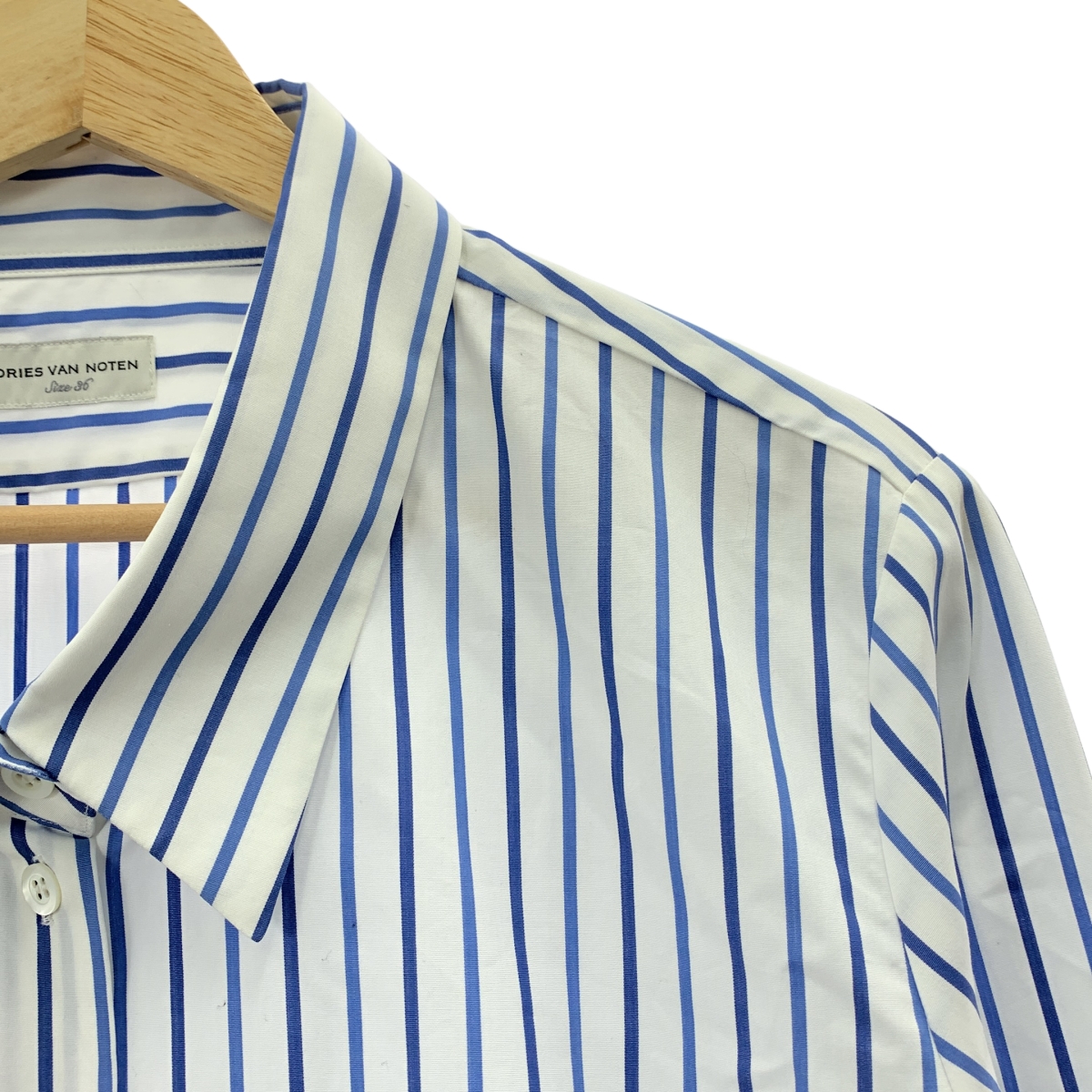DRIES VAN NOTEN / ドリスヴァンノッテン コットン ストライプ ビッグカラー シャツ ブラウス