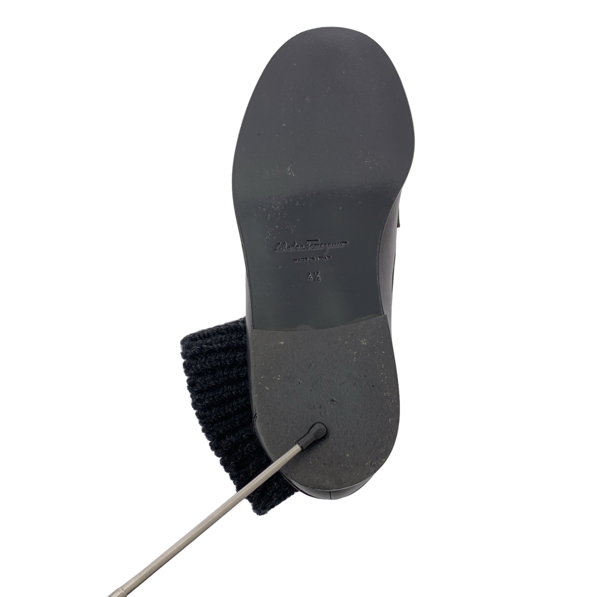 Salvatore Ferragamo / サルヴァトーレフェラガモ VIVALDO KN / レザー ロゴ リボン ドッキング ソックス ローファー