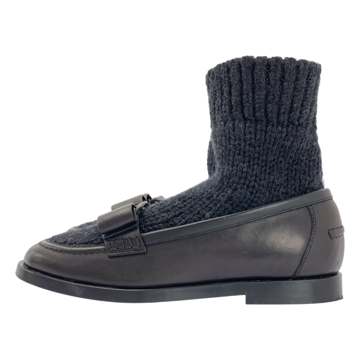 Salvatore Ferragamo / サルヴァトーレフェラガモ VIVALDO KN / レザー ロゴ リボン ドッキング ソックス ローファー