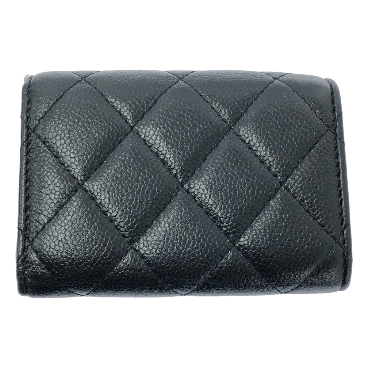 CHANEL / シャネル マトラッセ ココマーク キャビアスキン コンパクトウォレット 3つ折り財布
