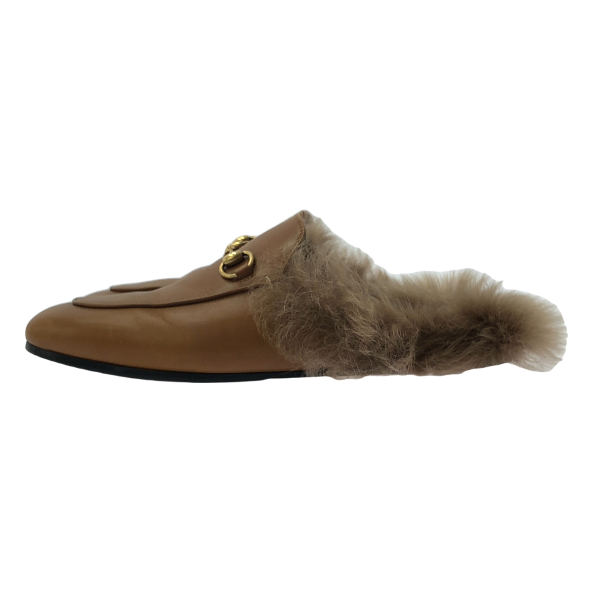 GUCCI / グッチ プリンスタウン ホースビット ファー フラットシューズ