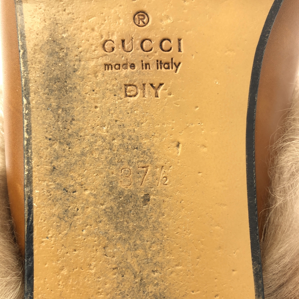 GUCCI / グッチ プリンスタウン ホースビット ファー フラットシューズ