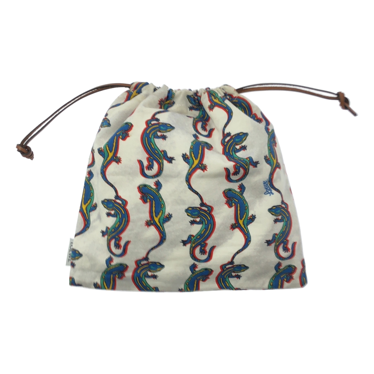 LOEWE / ロエベ × Paula's Ibiza パウラズイビザコラボ リザード柄 ドローストリング 巾着ポーチ