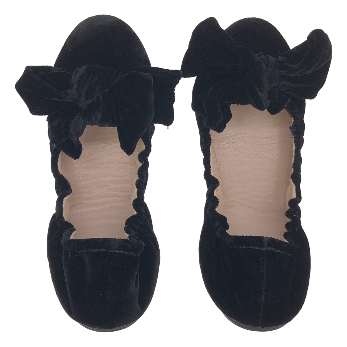 miu miu / ミュウミュウ ベロア ギャザー フラット パンプス